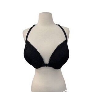 Victoria's Secret Black Lace Racerback Push-up Bra 34DDD Support Underwire New